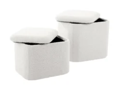 Pouf set Ada storage bouclé off white, set of 2pcs