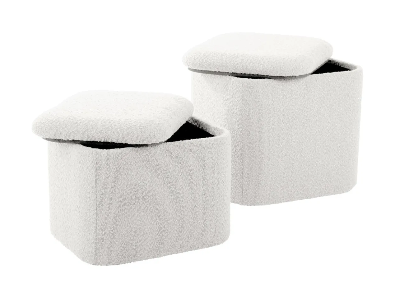 Pouf set Ada storage bouclé off white, set of 2pcs