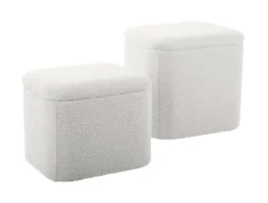 Pouf set Ada storage bouclé off white, set of 2pcs