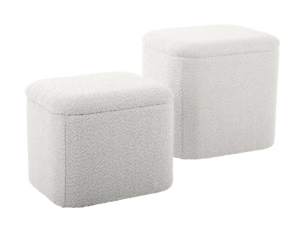 Pouf set Ada storage bouclé off white, set of 2pcs