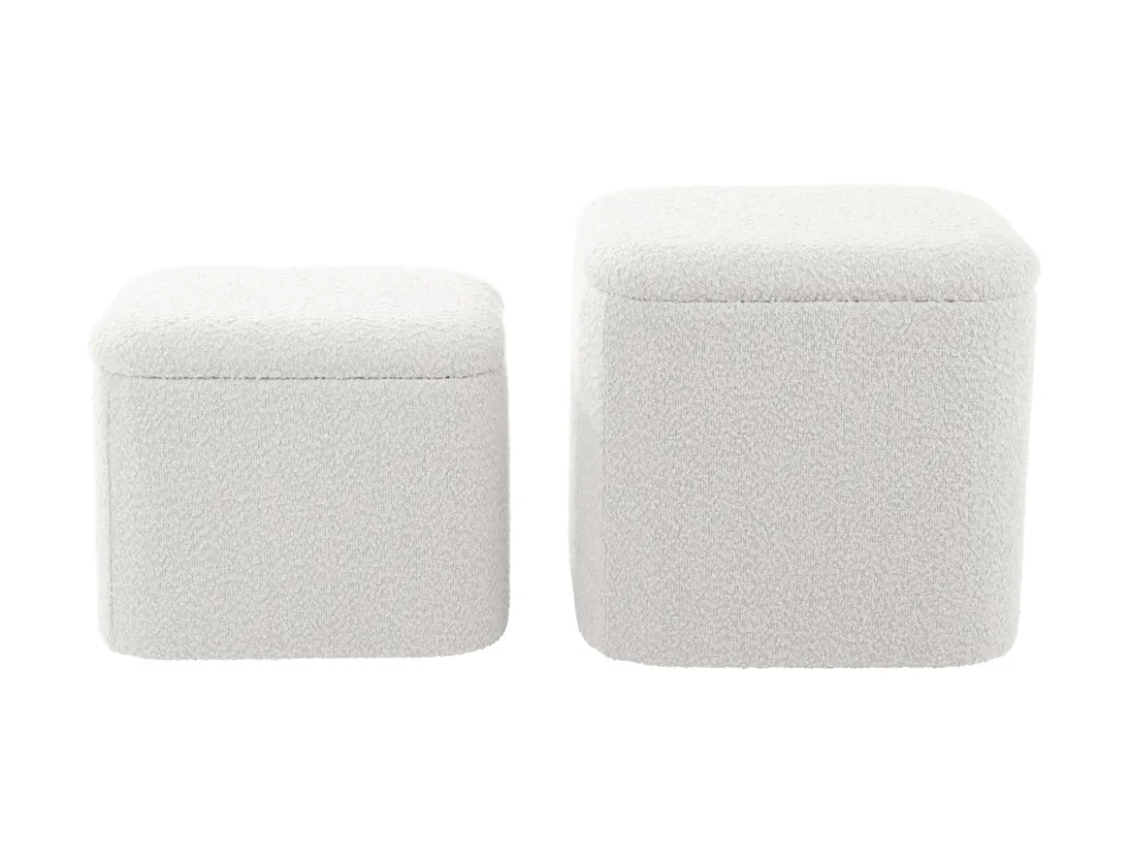 Pouf set Ada storage bouclé off white, set of 2pcs