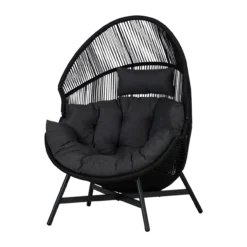 Rattan tuin loungestoel Ayla Zwart