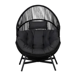 Rattan tuin loungestoel Ayla Zwart