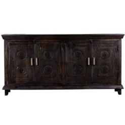 Rawnie - Zwart Handgesneden Mangohouten Dressoir