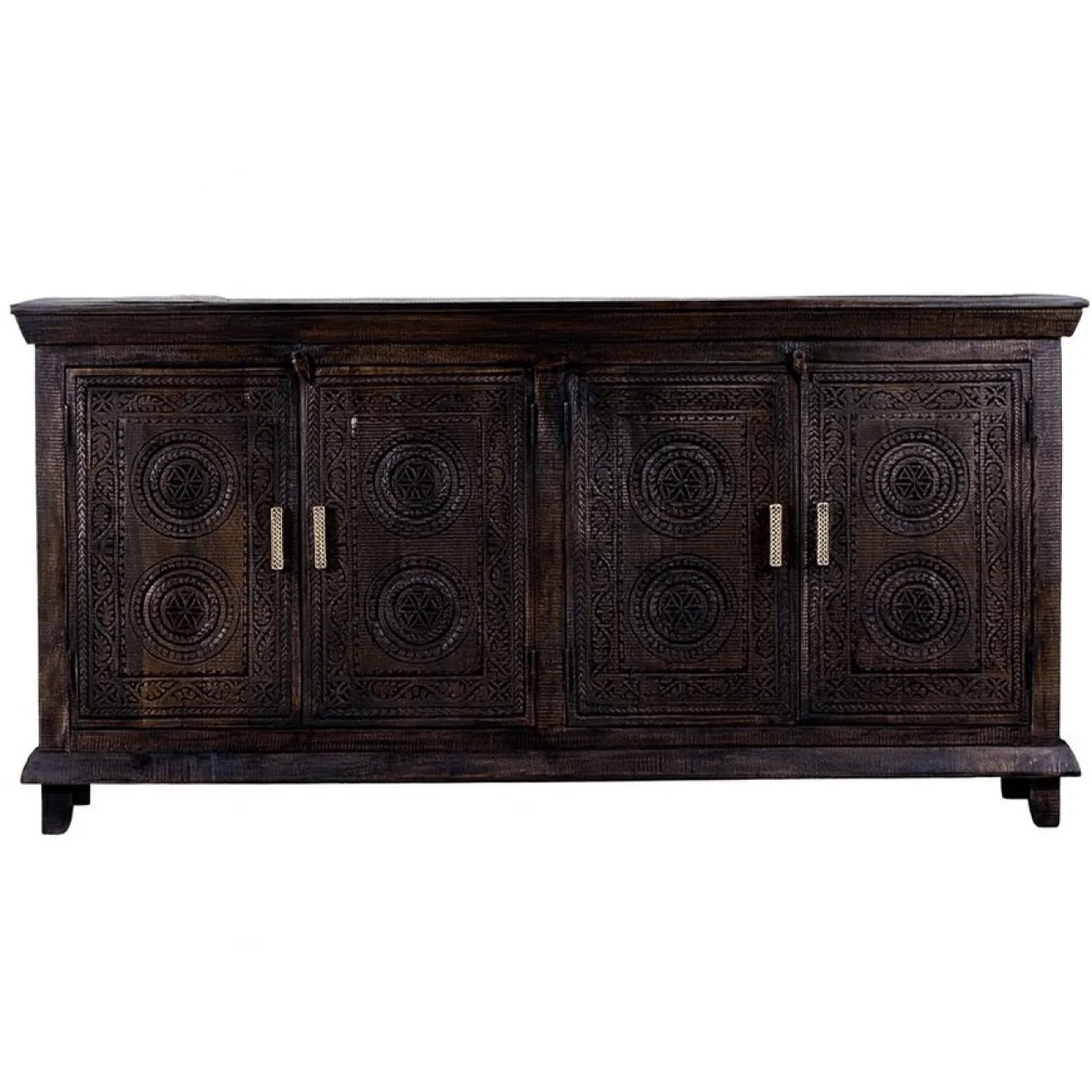 Rawnie - Zwart Handgesneden Mangohouten Dressoir