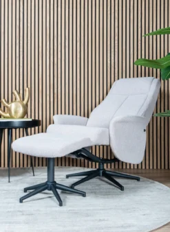 Relaxfauteuil Bindy + Hocker Bouclé Naturel