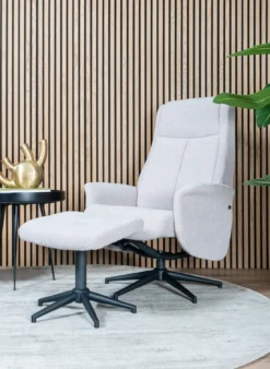 Relaxfauteuil Bindy + Hocker Bouclé Naturel