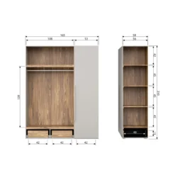 Rens 3-deurs hang/legkast greep lang noten/pebble grey [fsc]