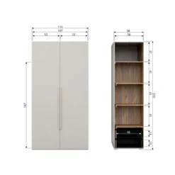 Rens 2-deurs hang/legkast greep lang noten/pebble grey [fsc]