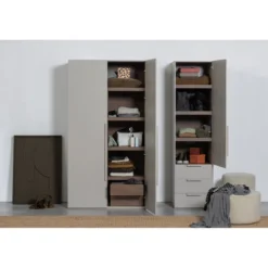 Rens 2-deurs hang/legkast greep lang noten/pebble grey [fsc]