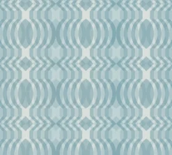 Retro behang met een geometrisch patroon - blauw, crème, wit #1