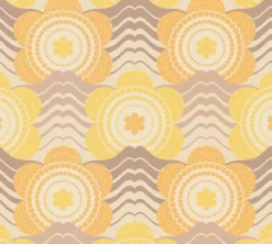 Retro bloemmotief behang - beige, bruin, oranje Vliesbehang met bloemmotief in de stijl van de jaren 70 - beige, bruin, oranje #1