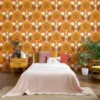 Retro bloemmotief - geel, oranje, bruin, rood, beige Retro bloemenbehang - geel, oranje, bruin, rood, beige #1