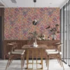 Retro vliesbehang met bloemmotief – rood, blauw, oranje #1