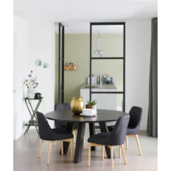 Rhonda xl eettafel o150 cm eiken blacknight [fsc]