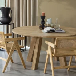Rhonda xl eettafel o150 cm eiken naturel [fsc]