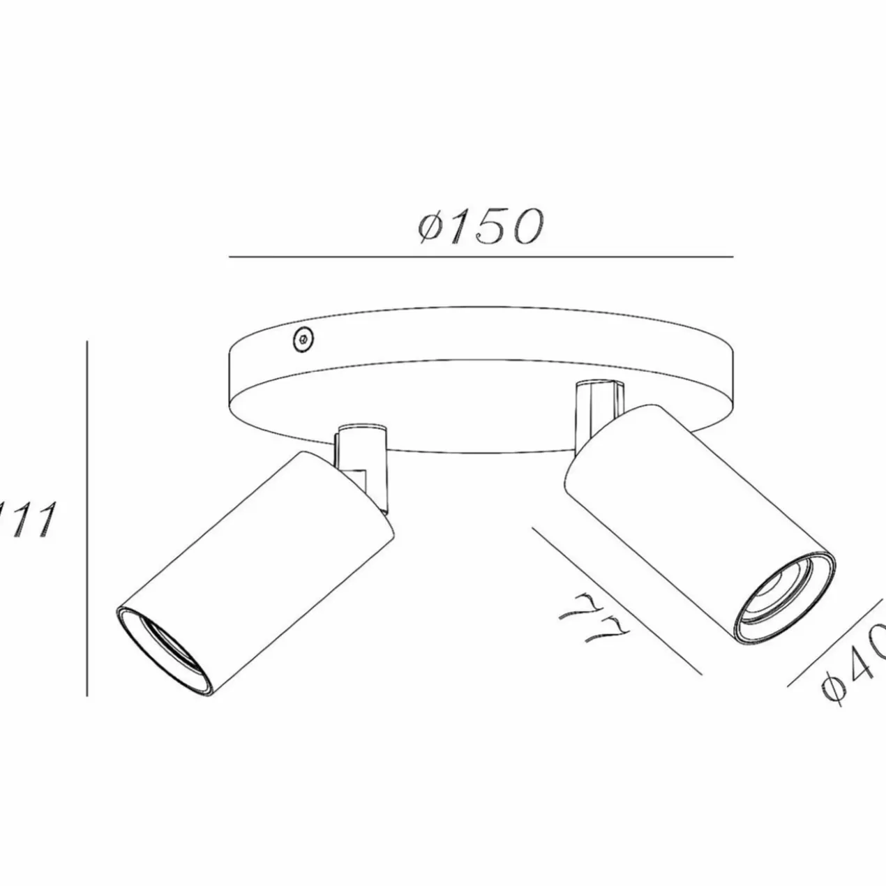 RITMO PLAFONDSPOT Ø 15CM 2-LICHTS ZWART