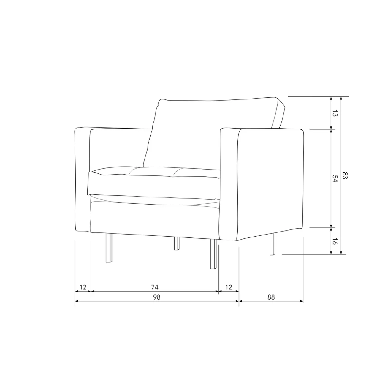 Rodeo classic fauteuil velvet antraciet