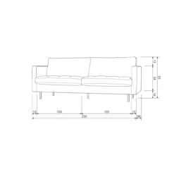 Rodeo classic 2,5-zits bank velvet antraciet
