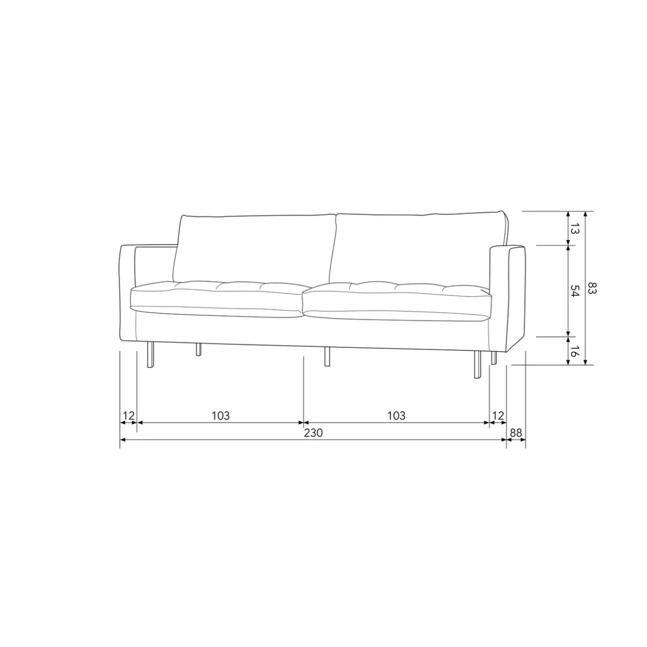 Rodeo classic 2,5-zits bank velvet taupe