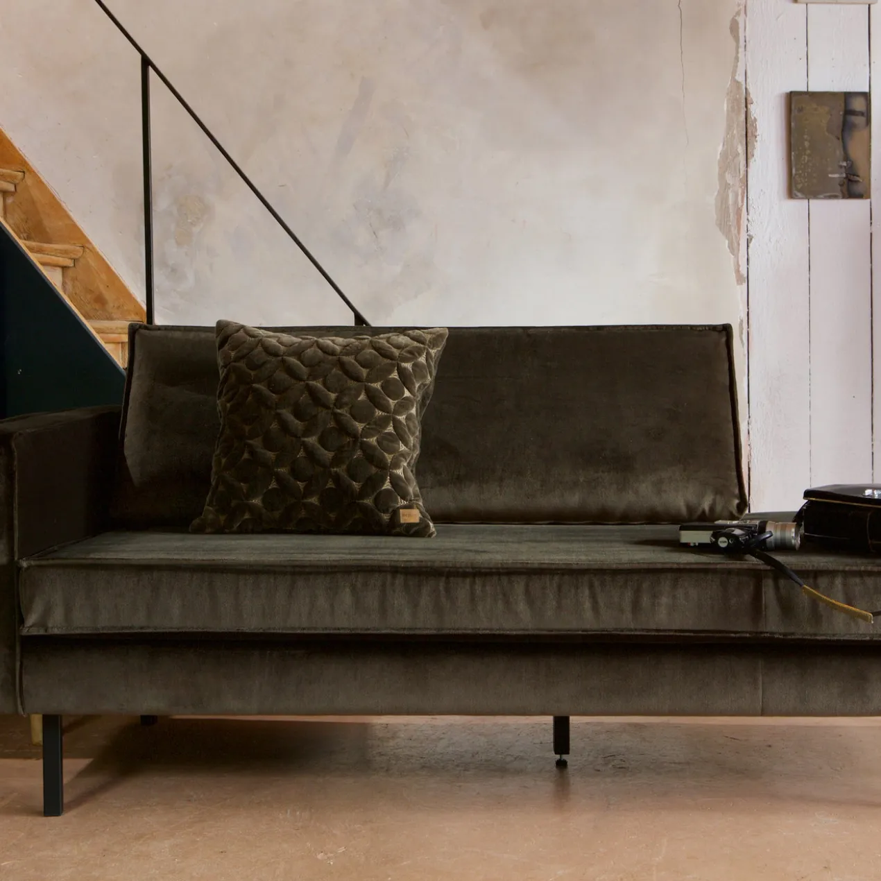 Rodeo daybed links velvet donkergroen