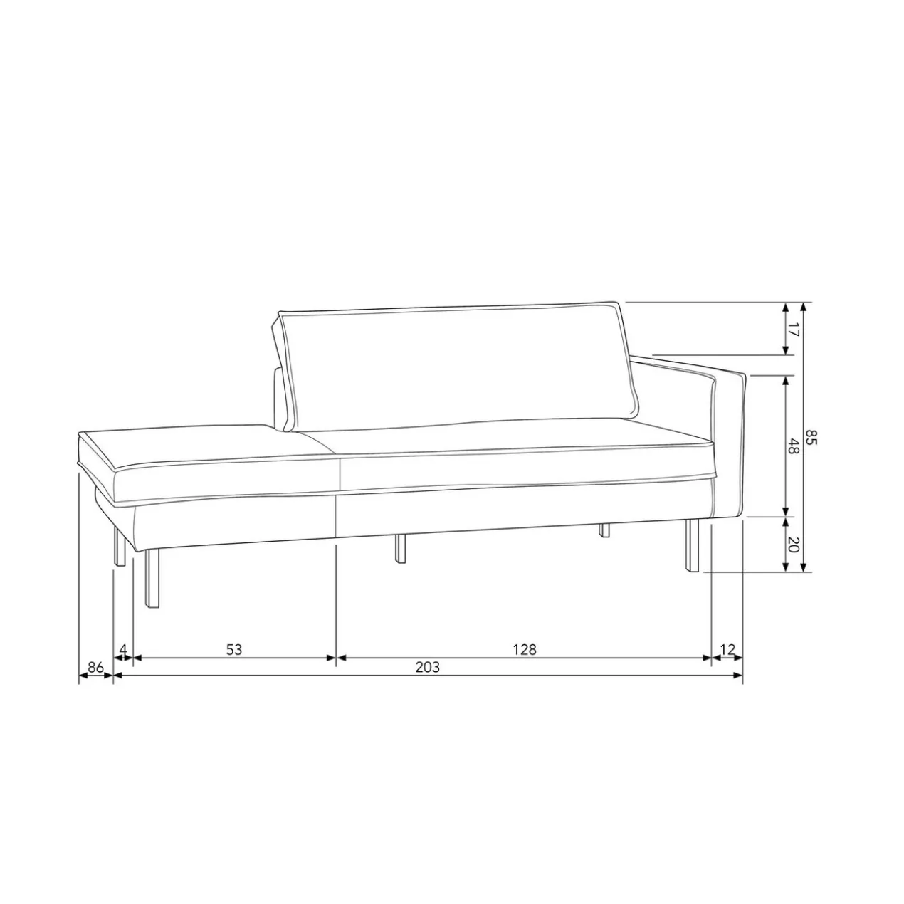 Rodeo daybed rechts velvet bosgroen