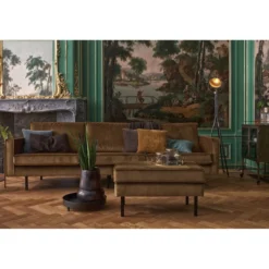 Rodeo hocker op poten velvet honinggeel