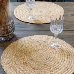Ronde placemat Milly jute (set van 4) Donkergrijs