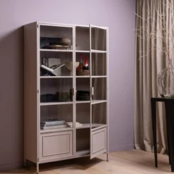Ronja vitrinekast xl metaal soft pink