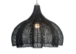 Rotan hanglamp Tiram zwart