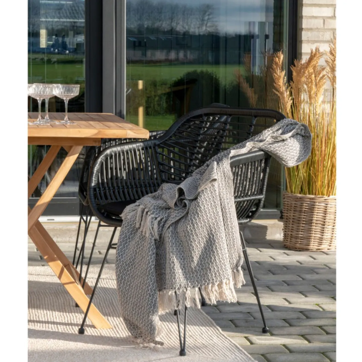 Rotan tuinstoel Madelein - met zitkussen Naturel
