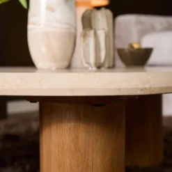 Salontafel Amara naturel botticino marmer 84 cm