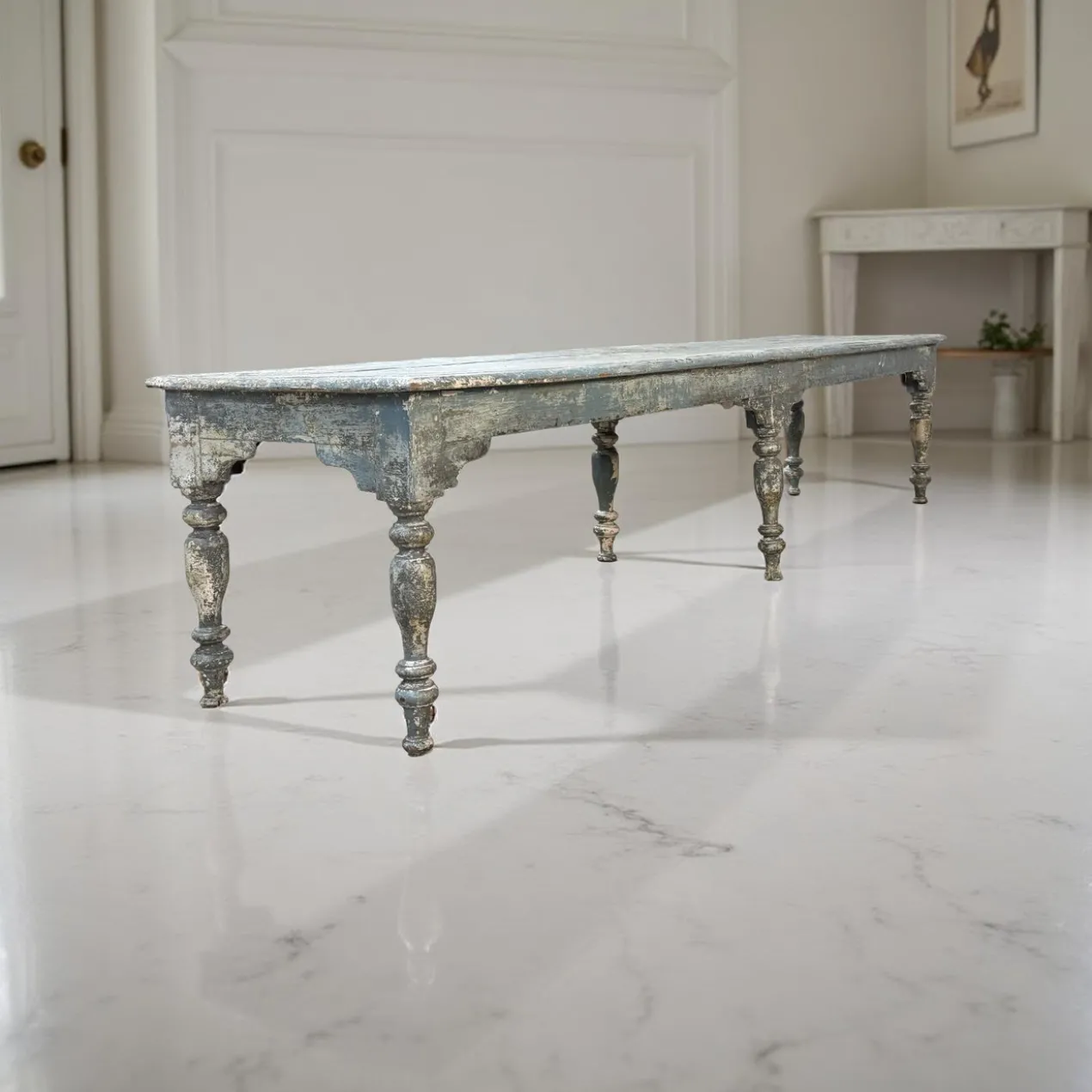 Salontafel blauw met 6 poten uniek