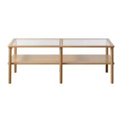Salontafel Boris eikenhout met glazen tafelblad Naturel