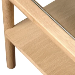 Salontafel Boris eikenhout met glazen tafelblad Naturel