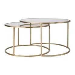 Salontafel Duarte glas en goud - set van 2