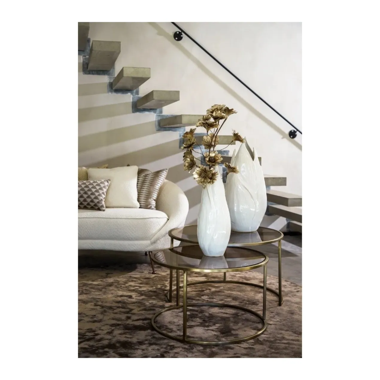Salontafel Duarte glas en goud - set van 2