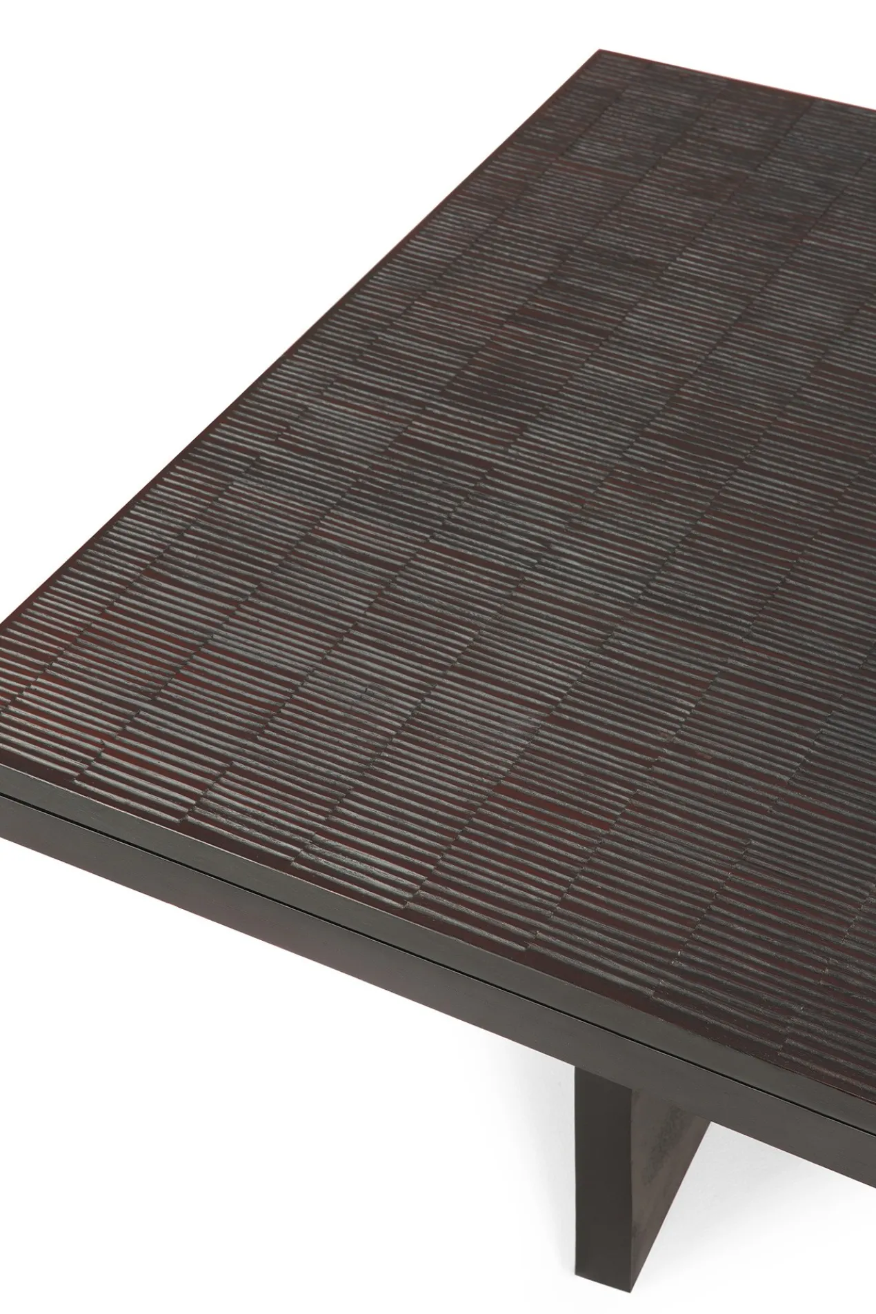 Salontafel Grooves teak zwart/bruin 135x65 cm