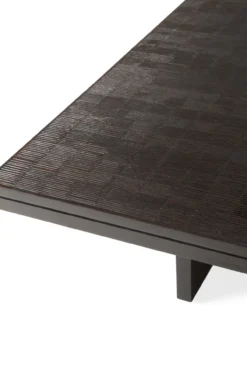 Salontafel Grooves teak zwart/bruin 135x65 cm