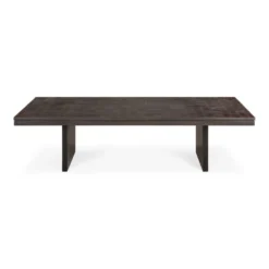 Salontafel Grooves teak zwart/bruin 135x65 cm