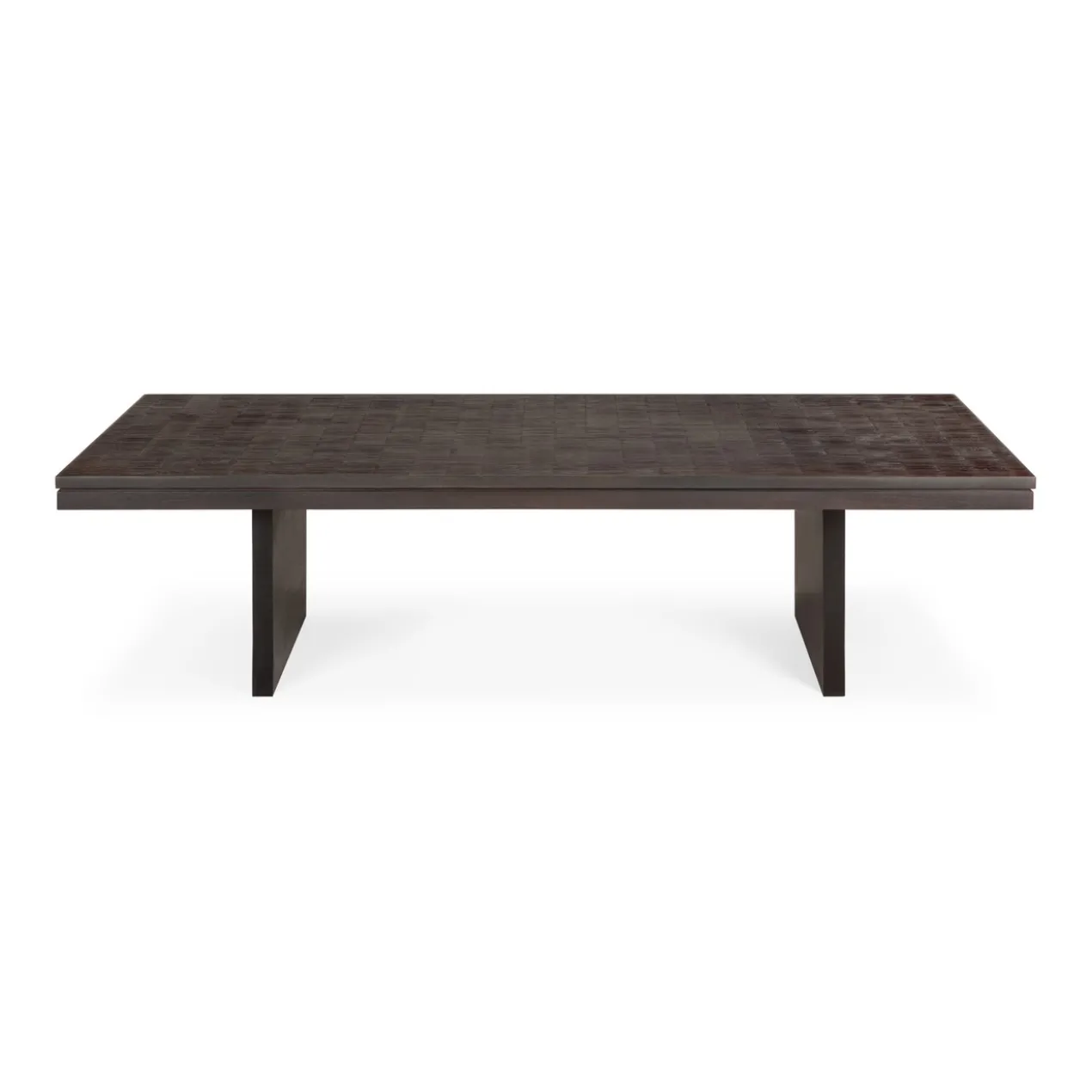 Salontafel Grooves teak zwart/bruin 135x65 cm
