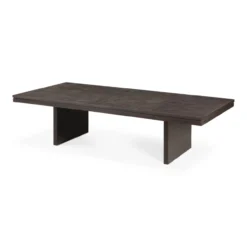 Salontafel Grooves teak zwart/bruin 135x65 cm
