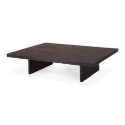 Salontafel Grooves teak zwart/bruin 140x110 cm