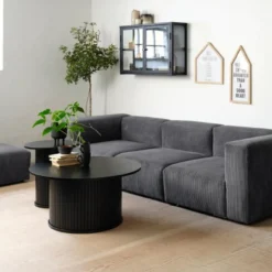 Salontafel Lenn rond Gerookt eiken