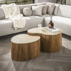 Salontafel Limestone Hart - set van 2