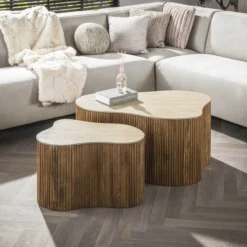 Salontafel Limestone Shamrock - set van 2