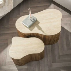 Salontafel Limestone Shamrock - set van 2