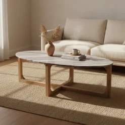 Salontafel Marmer Ovaal Bruin