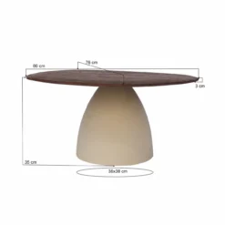 Salontafel Milan hout 86 cm beige