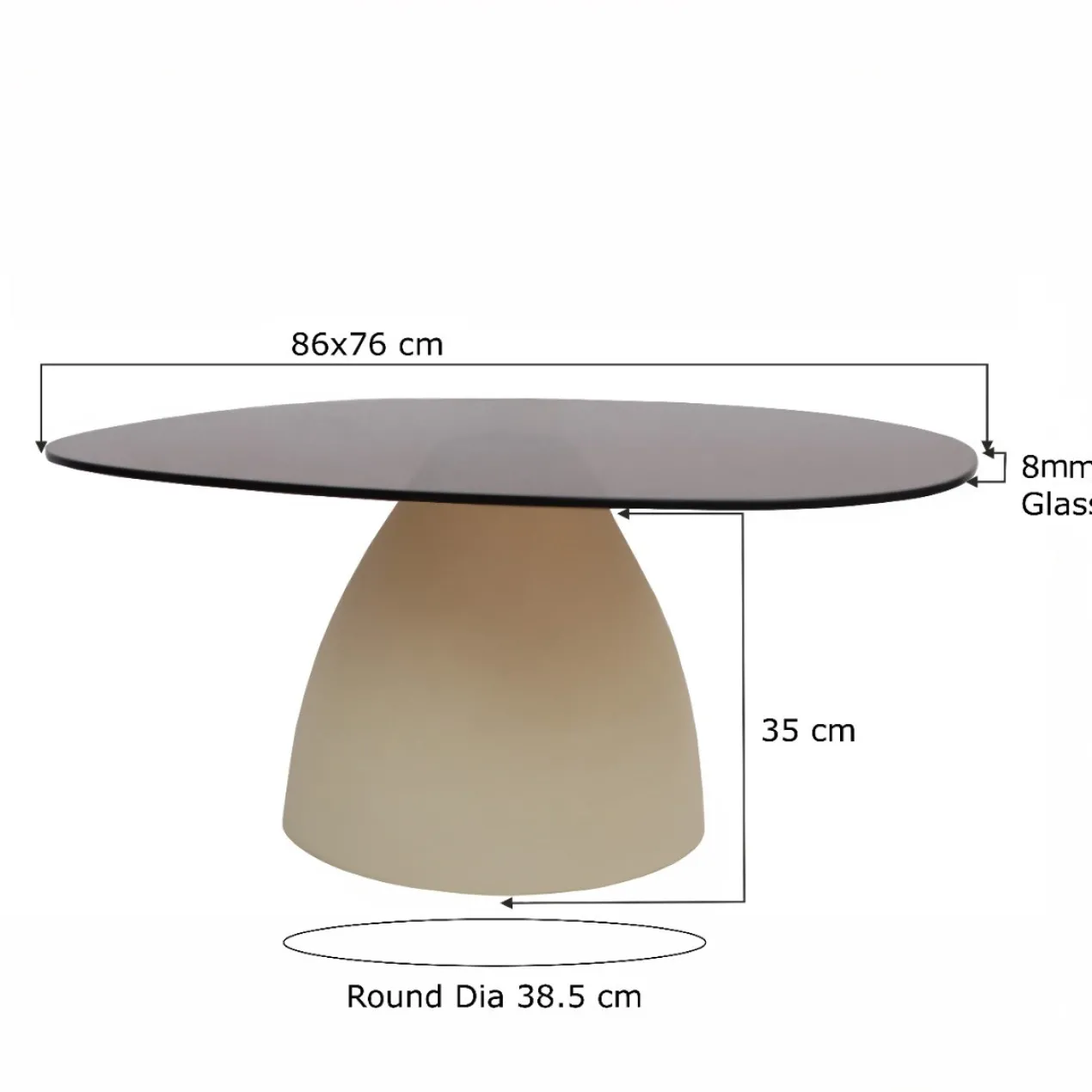 Salontafel Milan rookglas 86 cm beige
